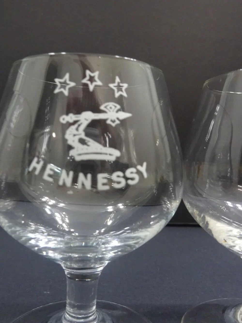 Hennessy Clear Cognac Snifter Glasses Set of 3 Vintage Barware